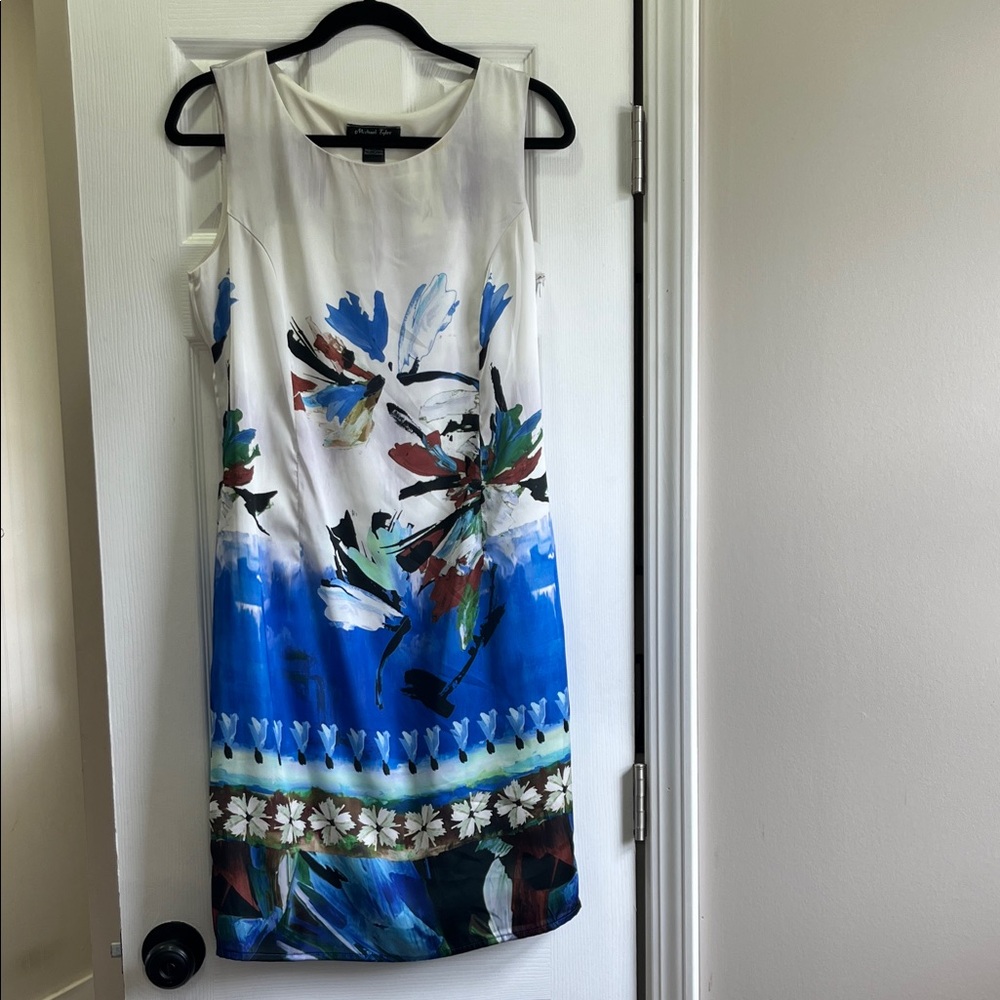 Chic Floral Midi Dress - Blue and White